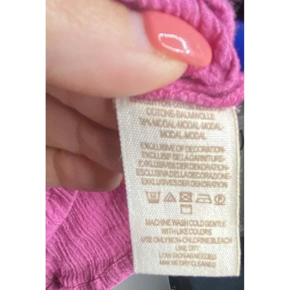 Free People Summer Stars gauzy Pink Boho blouse Size Small Cotton Crochet button - Picture 7 of 7